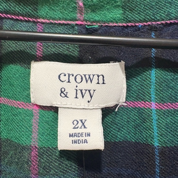 NWT Crown & Ivy Plaid Button Front Dress - Picture 6 of 7